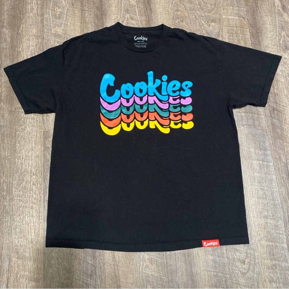 Men’s Black Screen print Cookies Graphic T Shirt Size XL